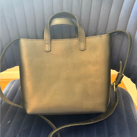 Black Leather Crossbody Tote by Portland Leather - Picture 4 of 9